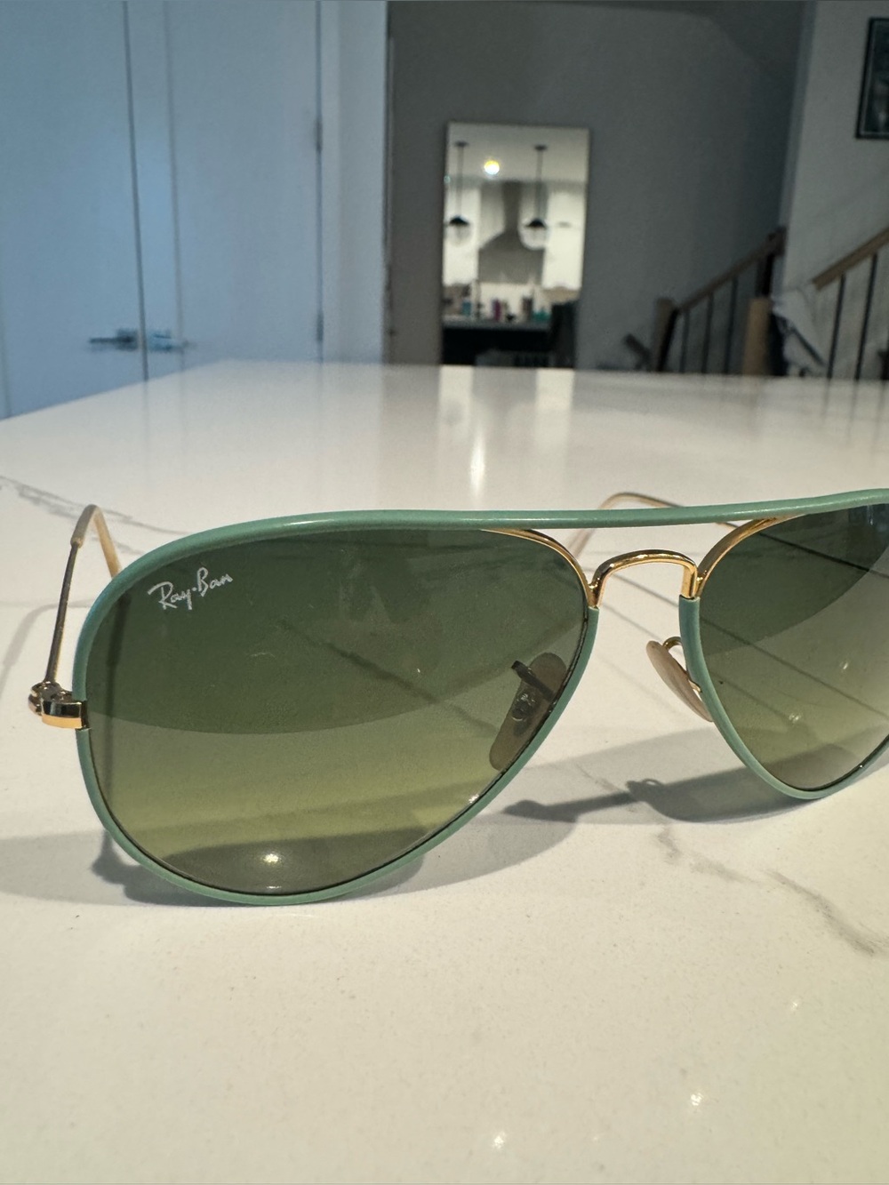 Aviator ray-ban sunglasses - teal - good great condition - Picture 2 of 5